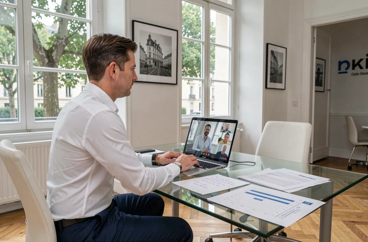 Consultant de l'agence AdPremier à Vincennes lors d'un appel client concernant une campagne Google Ads
