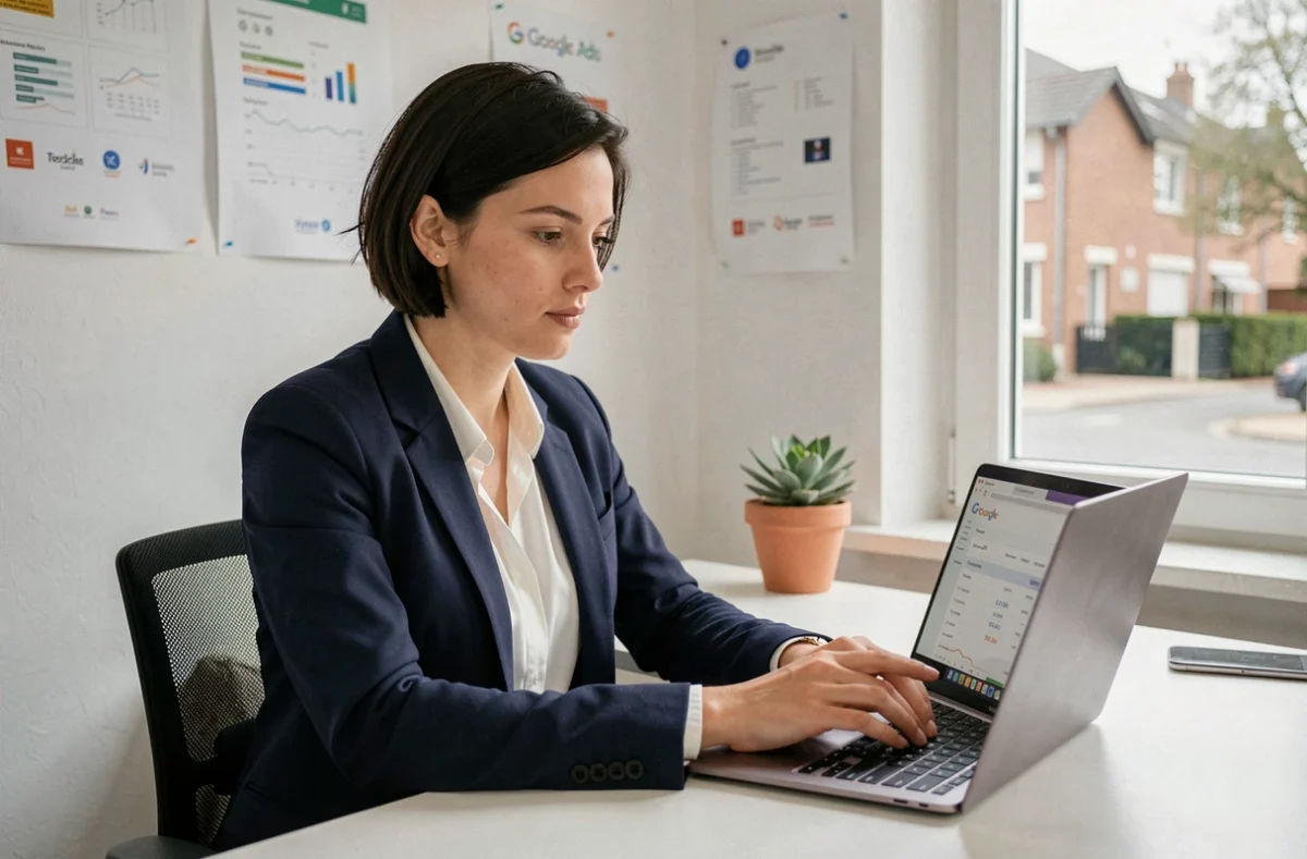 Consultante de l'agence Capsule B à Cachan travaillant sur une stratégie Google Ads dans un bureau moderne