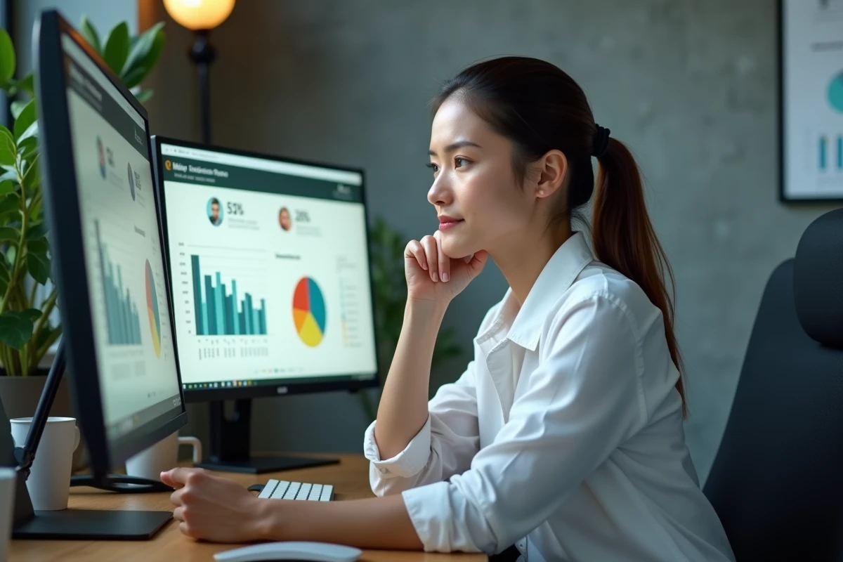 Analyste marketing étudiant un profil client idéal ICP sur des tableaux de bord de données d'intention en 2026