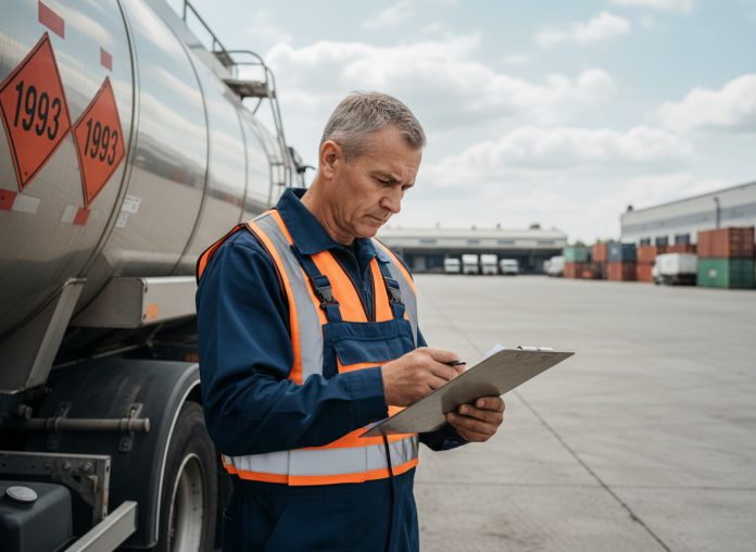 Photo hyperrealiste d'un chauffeur de camion en uniforme de sécurité
