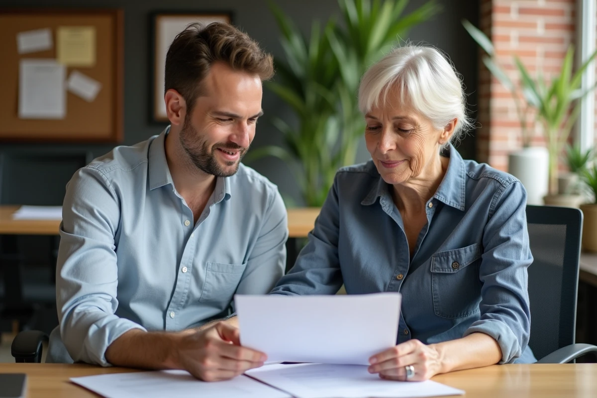 Jeune homme et femme consultant dans un espace de coworking