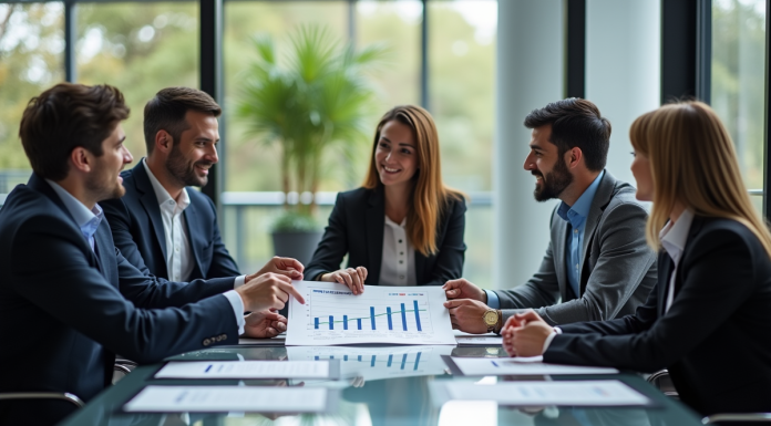 Groupe de professionnels en réunion d'affaires autour d'une table