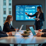 Digitalisation d’un projet d’entreprise : méthodes et étapes clés pour réussir ! Groupe de professionnels en réunion avec tableau digital