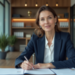 Conseils d’experts : Droit du travail et ses implications pour vous Femme d affaires en costume lisant des documents dans un bureau moderne