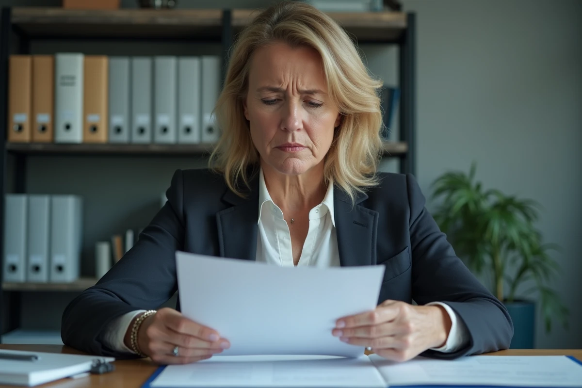 Femme d affaires en réunion lisant une lettre dans un bureau