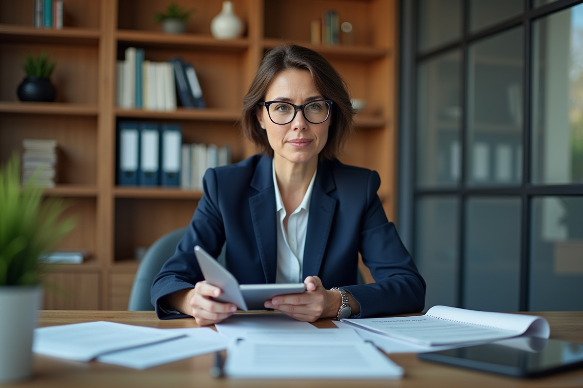 Femme d affaires en réunion de conformité au bureau
