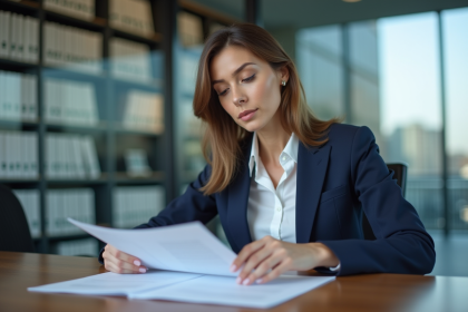 Femme professionnelle en réunion de conformité au bureau