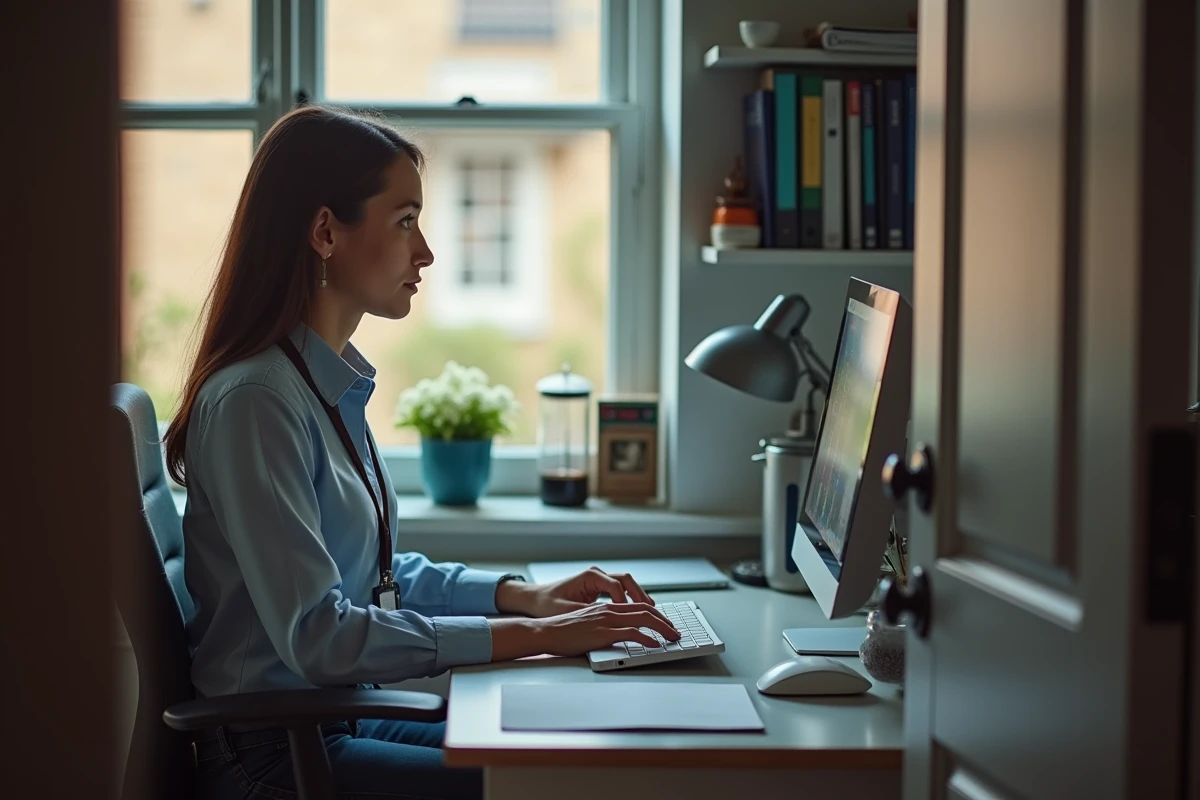 Officier de douane femme travaillant à son bureau à domicile