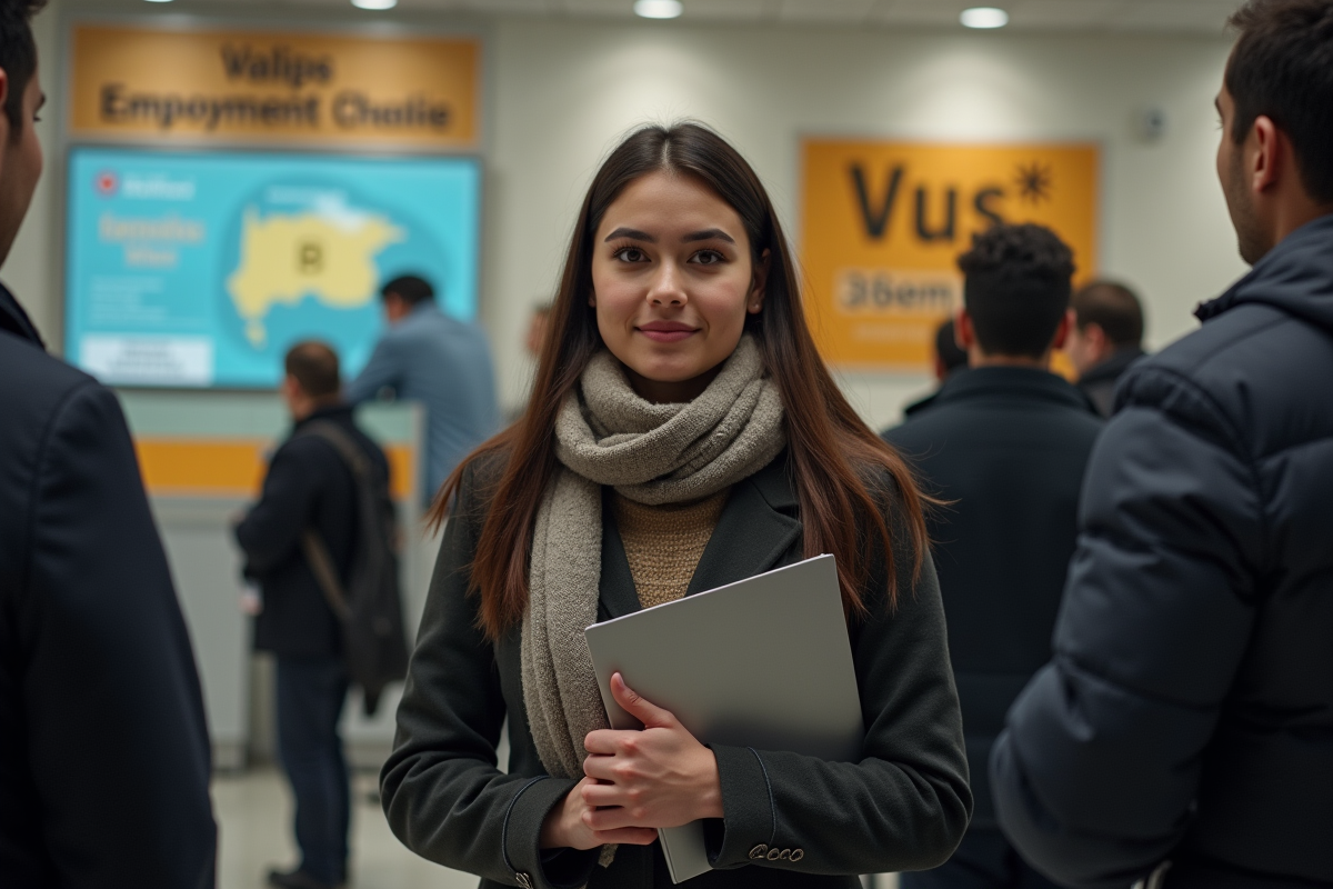 Jeune femme en ligne dans un bureau de l