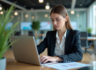 Marketing d’aujourd’hui : comment se caractérise-t-il ? Jeune femme en blazer analysant des données au bureau