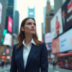 Types de publicité : Découvrez combien en existent en réalité ! Jeune femme en blazer dans une ville animée