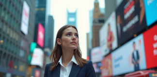 Types de publicité : Découvrez combien en existent en réalité ! Jeune femme en blazer dans une ville animée