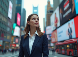 Types de publicité : Découvrez combien en existent en réalité ! Jeune femme en blazer dans une ville animée