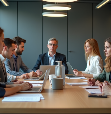 Facteurs de risques psychosociaux : identifiez les 6 principaux Groupe de collègues stressés en réunion au bureau