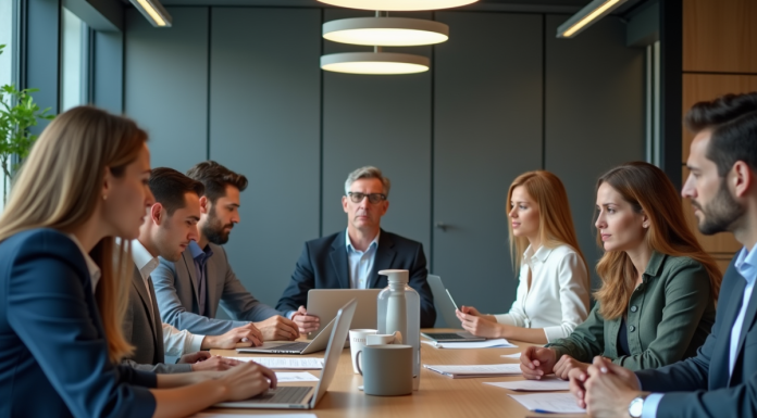 Facteurs de risques psychosociaux : identifiez les 6 principaux Groupe de collègues stressés en réunion au bureau