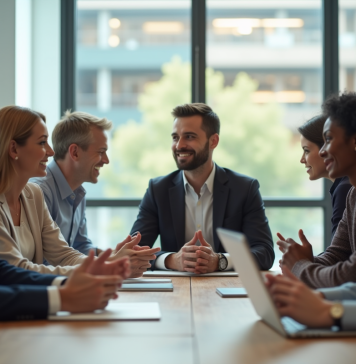 Groupe de collaborateurs en réunion de travail