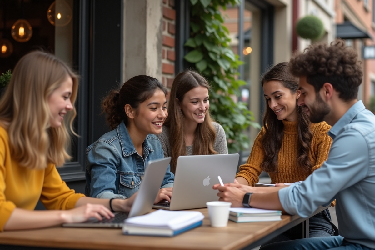 Groupe de jeunes discutant autour d