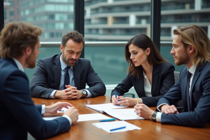 Groupe de professionnels discutant des principes de l’OMC
