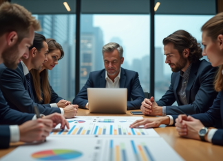 Potentiel de croissance d’une entreprise : comment l’identifier efficacement ? Groupe de professionnels en réunion dans un bureau moderne