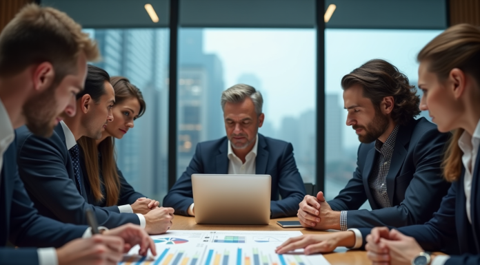 Potentiel de croissance d’une entreprise : comment l’identifier efficacement ? Groupe de professionnels en réunion dans un bureau moderne