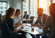 Groupe de demandeurs d'emploi dans un bureau moderne
