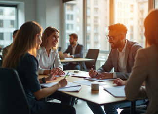 Groupe de demandeurs d'emploi dans un bureau moderne