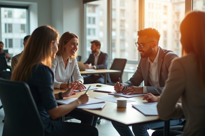 Groupe de demandeurs d'emploi dans un bureau moderne