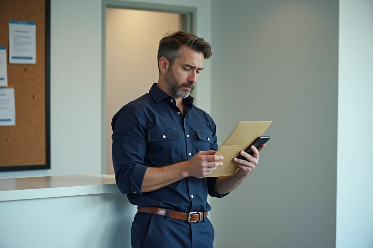 Homme d affaires dans un hall d entreprise professionnel