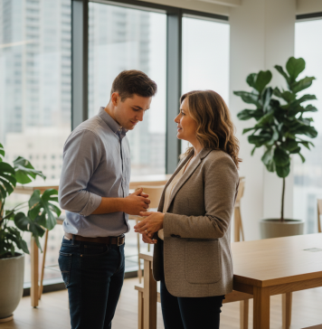 Managers de terrain : comment gérer les incivilités sans épuiser vos équipes ? Manager femme en discussion avec un jeune employe dans un bureau