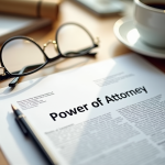 Document Power of Attorney sur un bureau lumineux