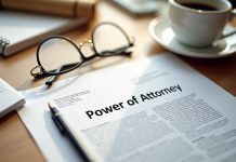 Document Power of Attorney sur un bureau lumineux