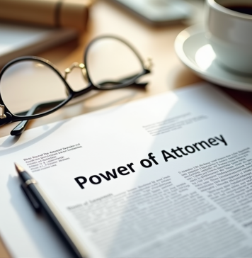 Document Power of Attorney sur un bureau lumineux