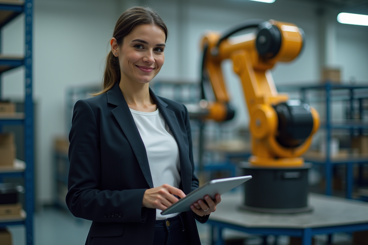 Femme responsable de production près d