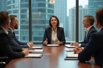 Groupe de professionnels en réunion de travail