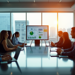 Réunion dans un bureau moderne avec professionnels divers