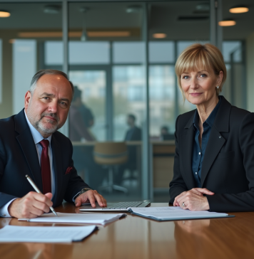 Professionnels en réunion dans un bureau moderne