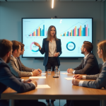 Marketing Tendances : Définition et Stratégies Performantes en 2025 Groupe de professionnels autour d'une table avec tableau digital