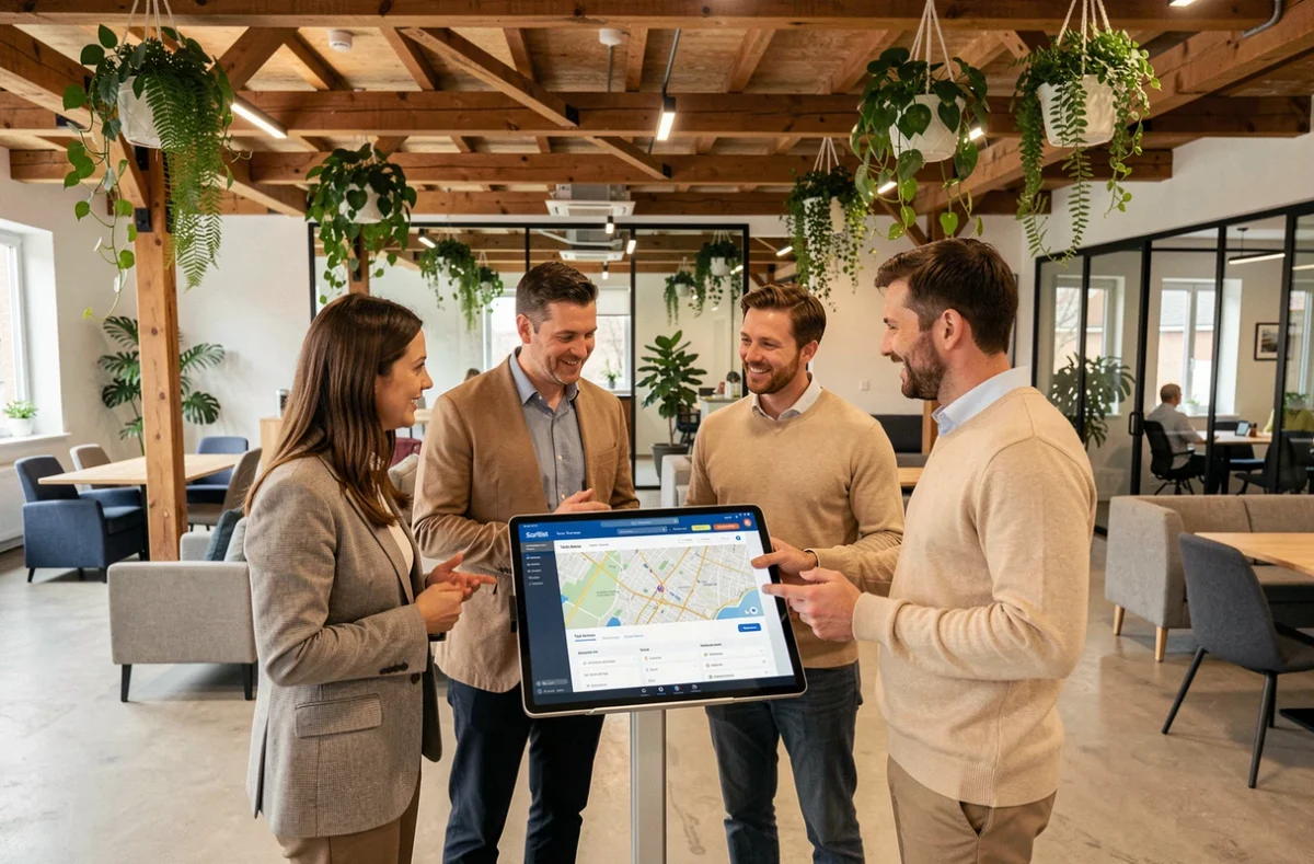 Équipe de professionnels du Val-de-Marne consultant la plateforme Sortlist pour comparer des agences Google Ads